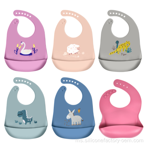Bib silikon bayi kalis air lembut dengan bib corak